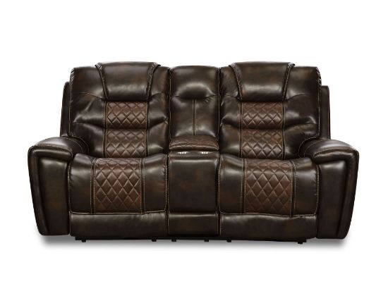 Picture of Breckenridge-Brown & Tobacco Reclining Console Loveseat