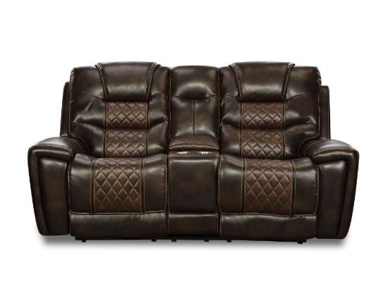 Breckenridge-Brown & Tobacco Reclining Console Loveseat