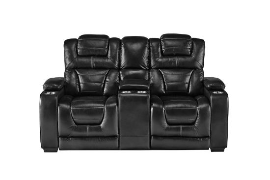 Manhattan-Black Motion Loveseat W/HR